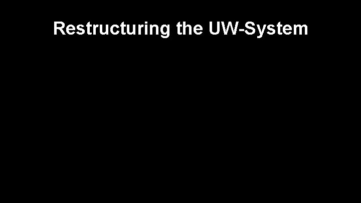Restructuring the UW-System Restructuring the UW-System