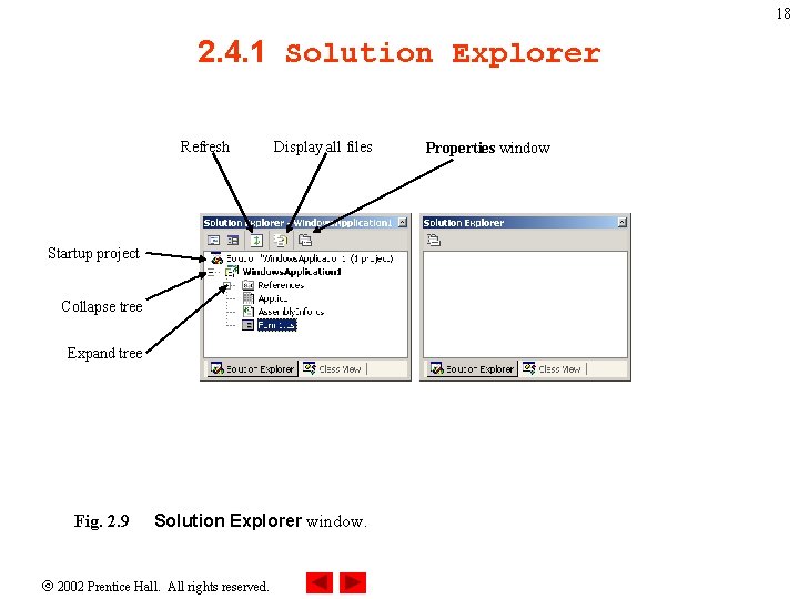 18 2. 4. 1 Solution Explorer Refresh Display all files Startup project Collapse tree 18 2. 4. 1 Solution Explorer Refresh Display all files Startup project Collapse tree