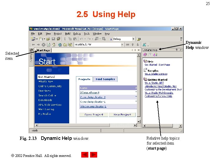 25 2. 5 Using Help Dynamic Help window Selected item Fig. 2. 13 Dynamic 25 2. 5 Using Help Dynamic Help window Selected item Fig. 2. 13 Dynamic