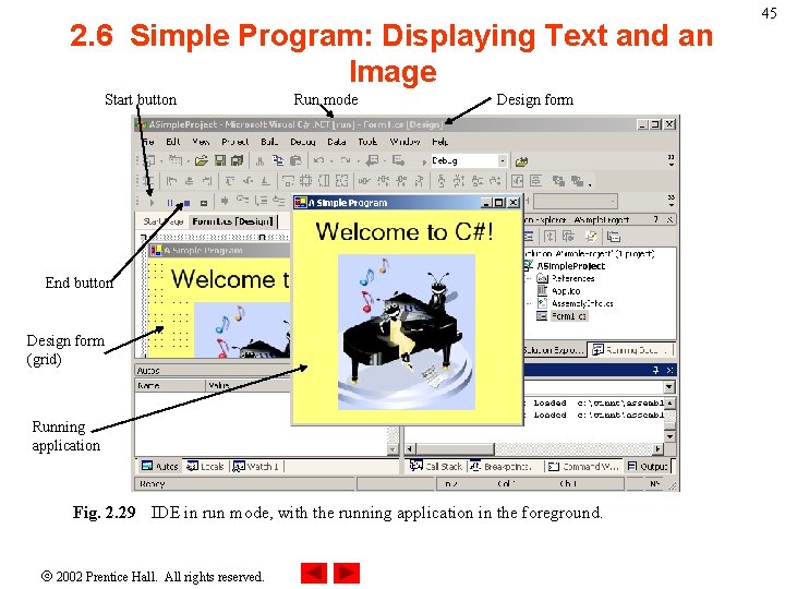 2. 6 Simple Program: Displaying Text and an Image Start button Run mode Design 2. 6 Simple Program: Displaying Text and an Image Start button Run mode Design