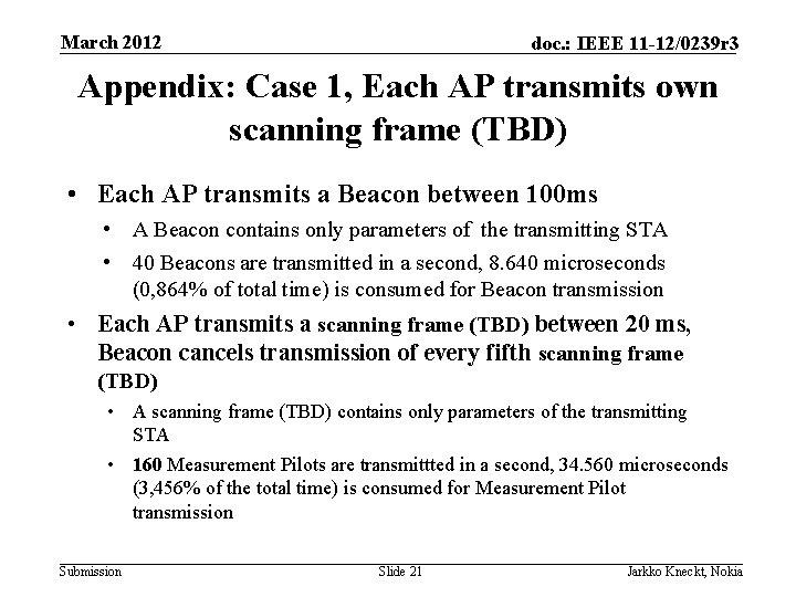 March 2012 doc. : IEEE 11 -12/0239 r 3 Appendix: Case 1, Each AP