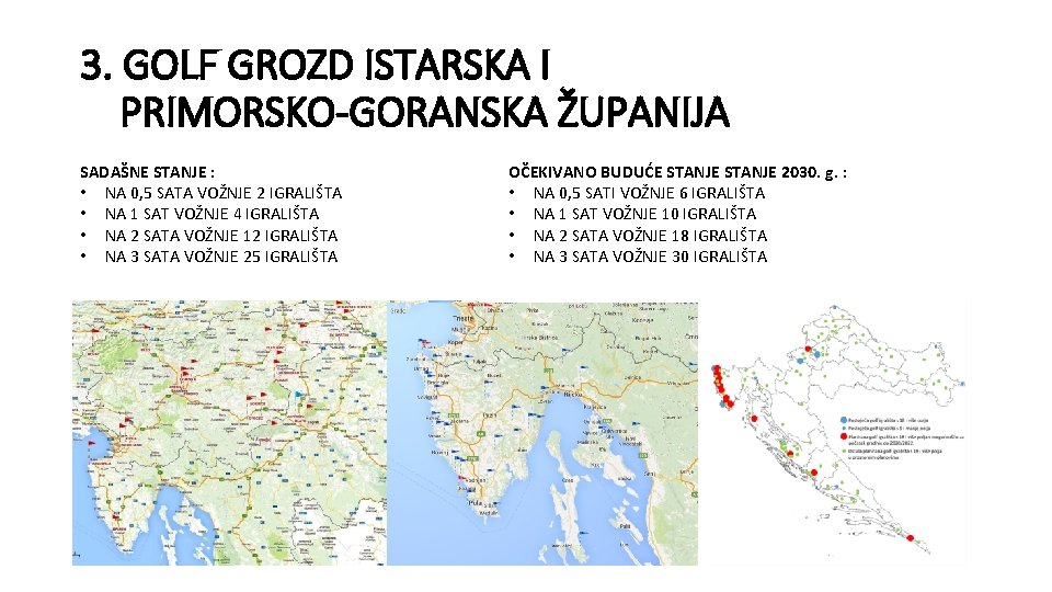 3. GOLF GROZD ISTARSKA I PRIMORSKO-GORANSKA ŽUPANIJA SADAŠNE STANJE : • NA 0, 5