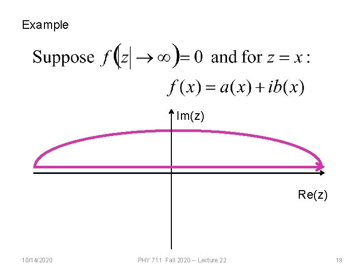 Example Im(z) Re(z) 10/14/2020 PHY 711 Fall 2020 -- Lecture 22 19 