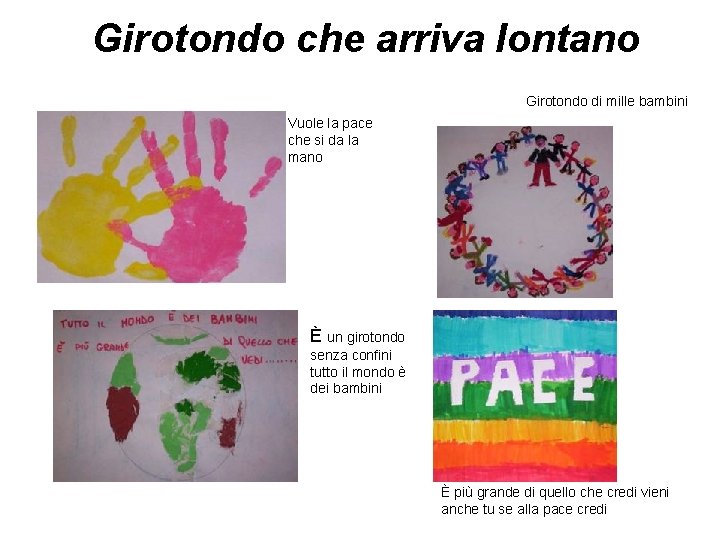 Girotondo che arriva lontano Girotondo di mille bambini Vuole la pace che si da