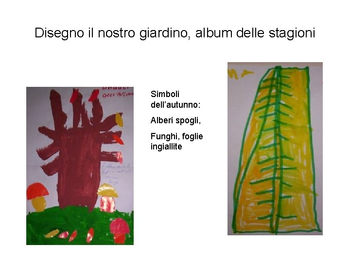 Disegno il nostro giardino, album delle stagioni Simboli dell’autunno: Alberi spogli, Funghi, foglie ingiallite