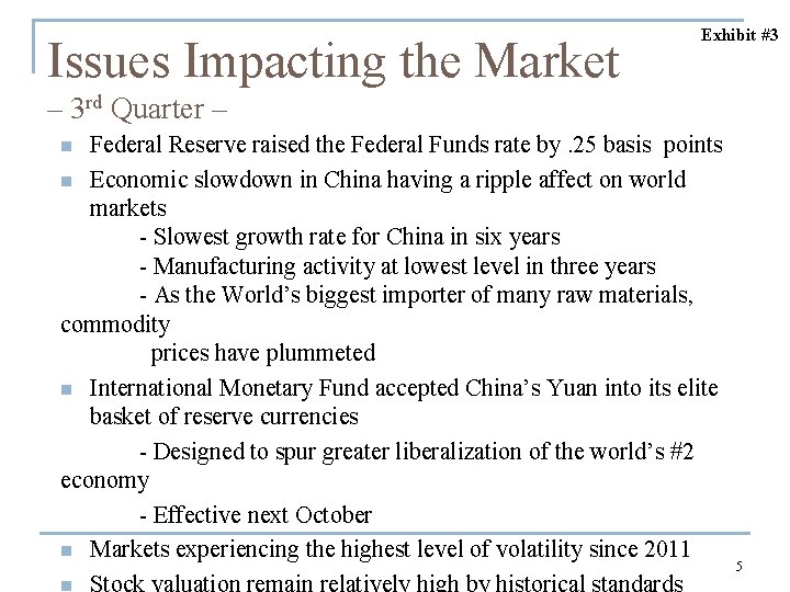 Issues Impacting the Market Exhibit #3 – 3 rd Quarter – Federal Reserve raised