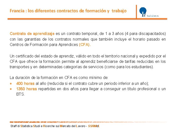 Francia : los diferentes contractos de formación y trabajo Contrato de aprendizaje es un