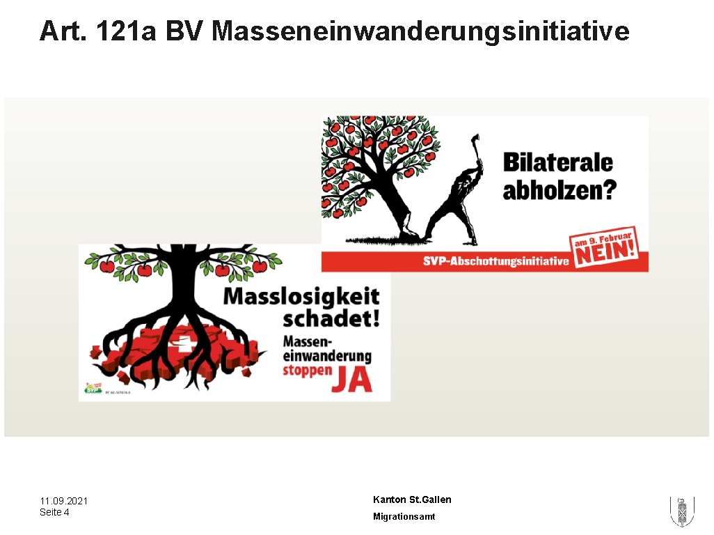 Art. 121 a BV Masseneinwanderungsinitiative 11. 09. 2021 Seite 4 Kanton St. Gallen Migrationsamt