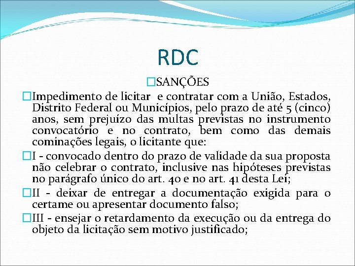 RDC �SANÇÕES �Impedimento de licitar e contratar com a União, Estados, Distrito Federal ou