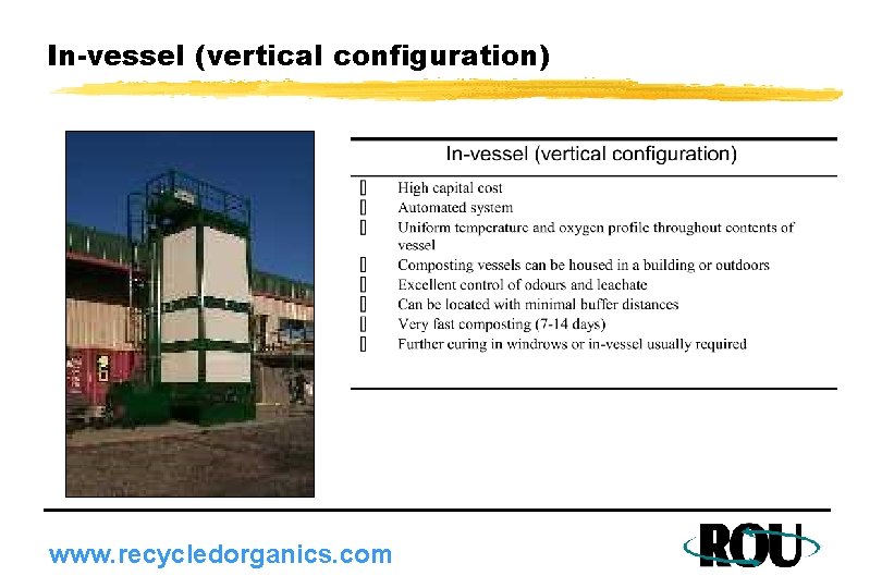 In-vessel (vertical configuration) www. recycledorganics. com 