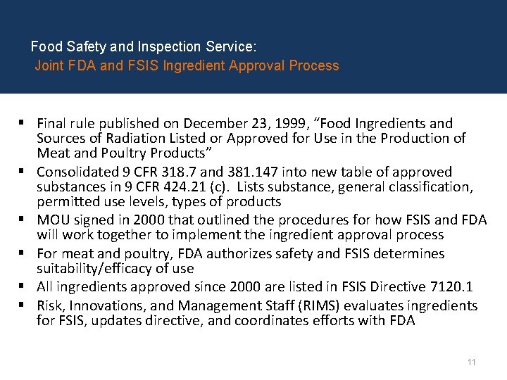 Food Safety and Inspection Service: Joint FDA and FSIS Ingredient Approval Process § Final