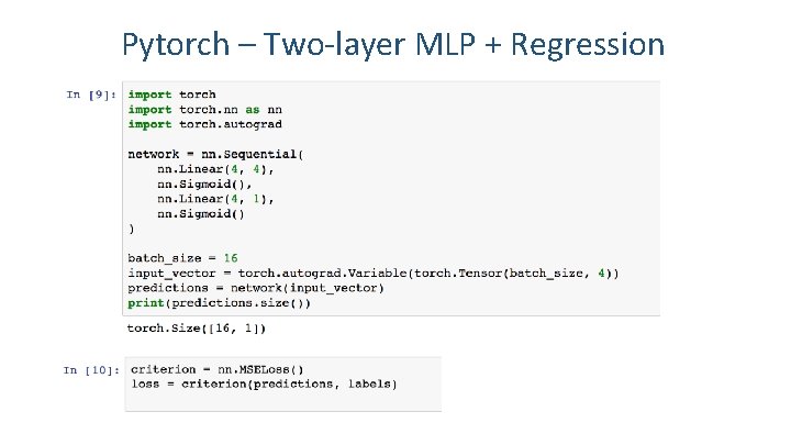 Pytorch – Two-layer MLP + Regression 