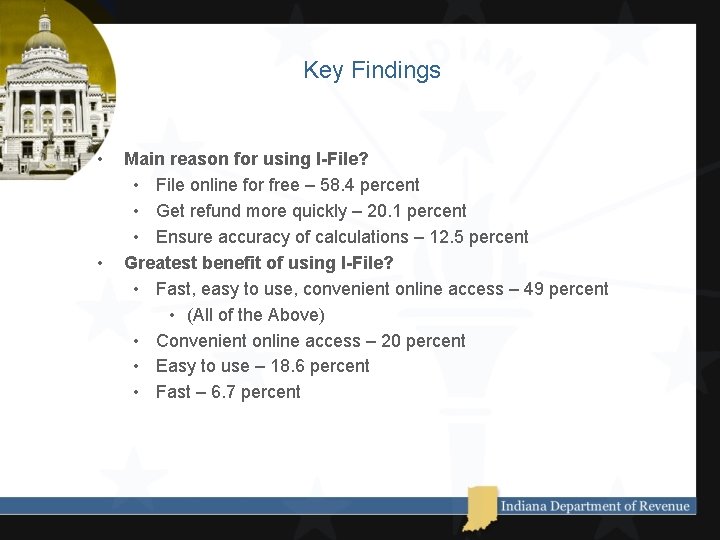Key Findings • • Main reason for using I-File? • File online for free