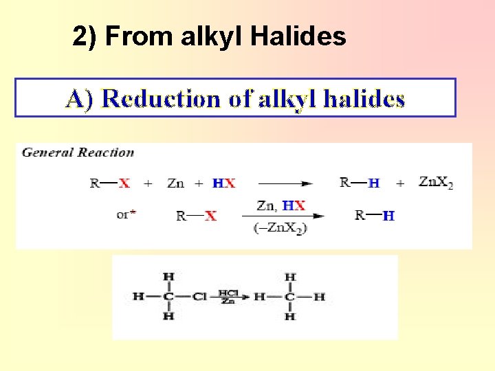 2) From alkyl Halides A) Reduction of alkyl halides 