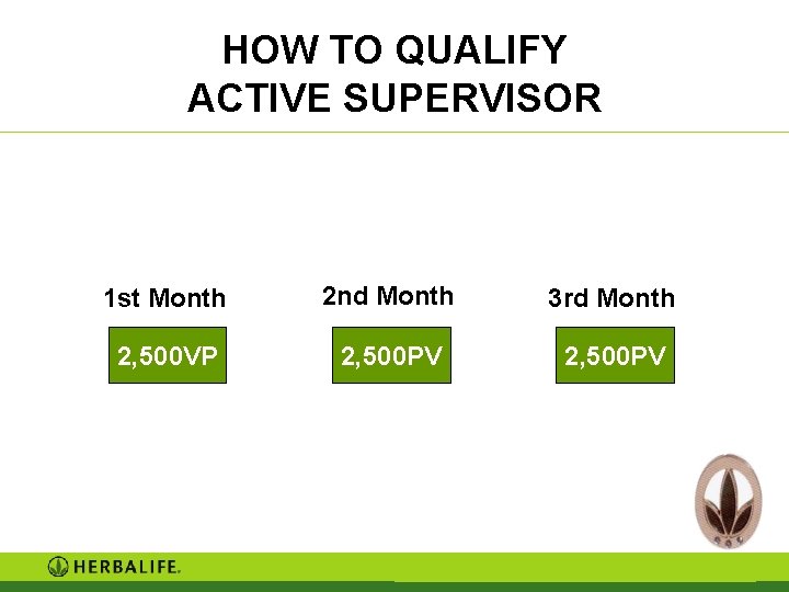 HOW TO QUALIFY ACTIVE SUPERVISOR 1 st Month 2 nd Month 3 rd Month HOW TO QUALIFY ACTIVE SUPERVISOR 1 st Month 2 nd Month 3 rd Month