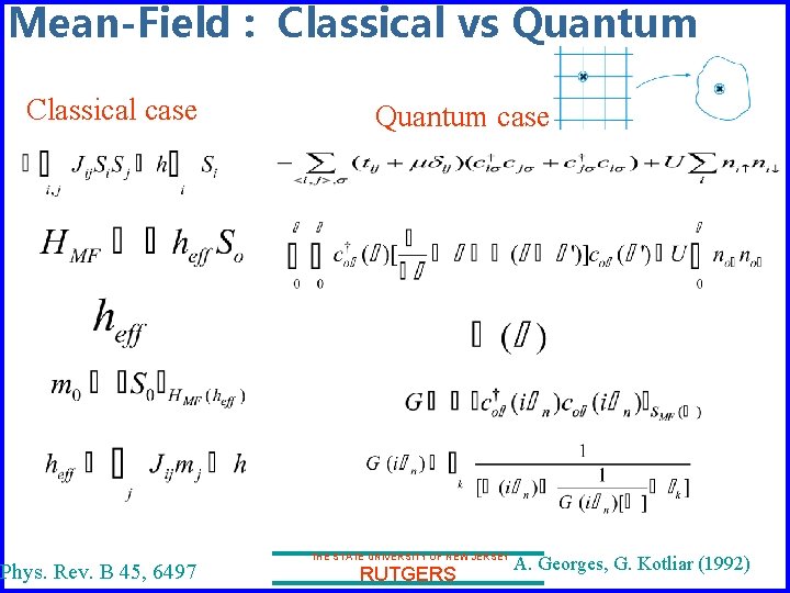 Mean-Field : Classical vs Quantum Classical case Phys. Rev. B 45, 6497 Quantum case