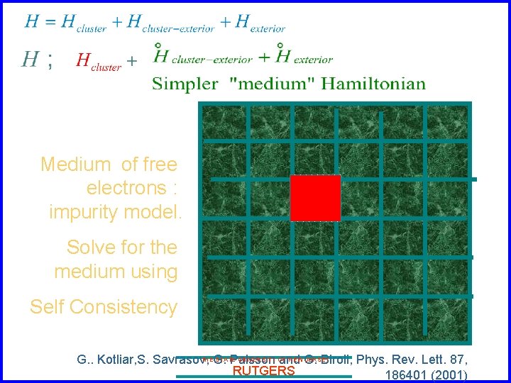 Medium of free electrons : impurity model. Solve for the medium using Self Consistency