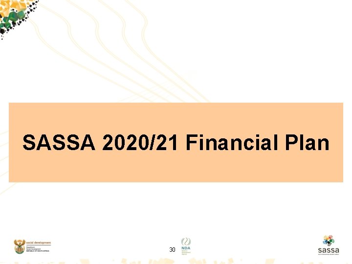 SASSA 2020/21 Financial Plan 30 
