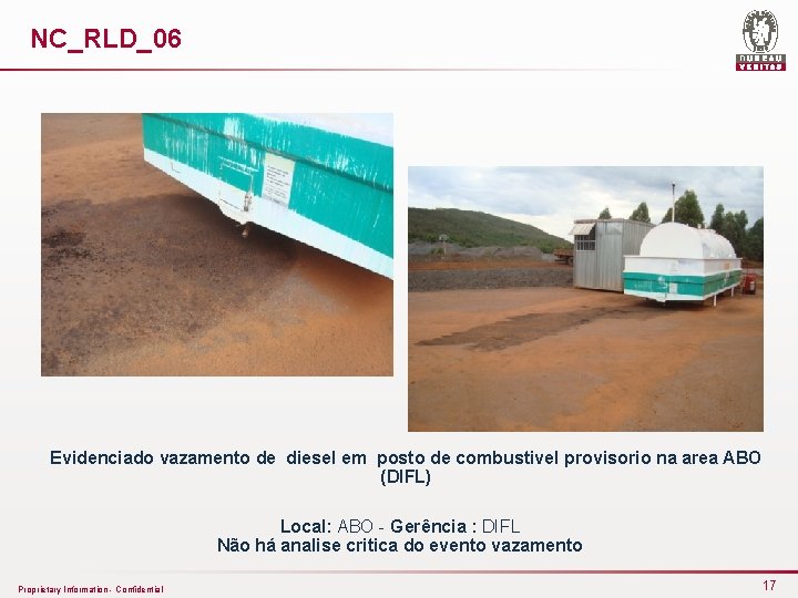 NC_RLD_06 Evidenciado vazamento de diesel em posto de combustivel provisorio na area ABO (DIFL)