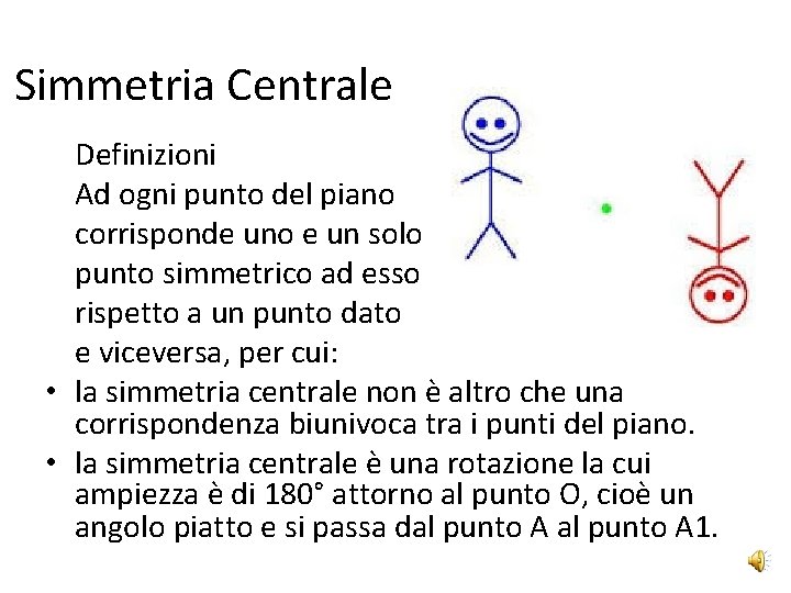 Simmetria Centrale Definizioni Ad ogni punto del piano corrisponde uno e un solo punto