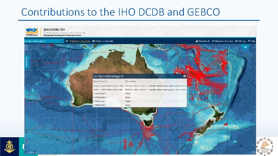 Contributions to the IHO DCDB and GEBCO 9 South West Pacific Hydrographic Commission 