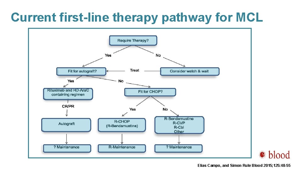 Current first-line therapy pathway for MCL Elias Campo, and Simon Rule Blood 2015; 125: