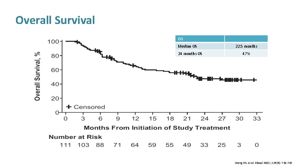 Overall Survival OS Median OS 24 months OS 22. 5 months 47% Wang ML
