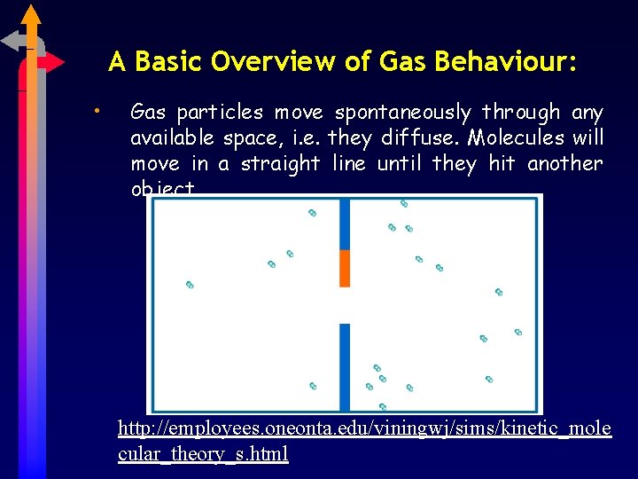 A Basic Overview of Gas Behaviour: • Gas particles move spontaneously through any available