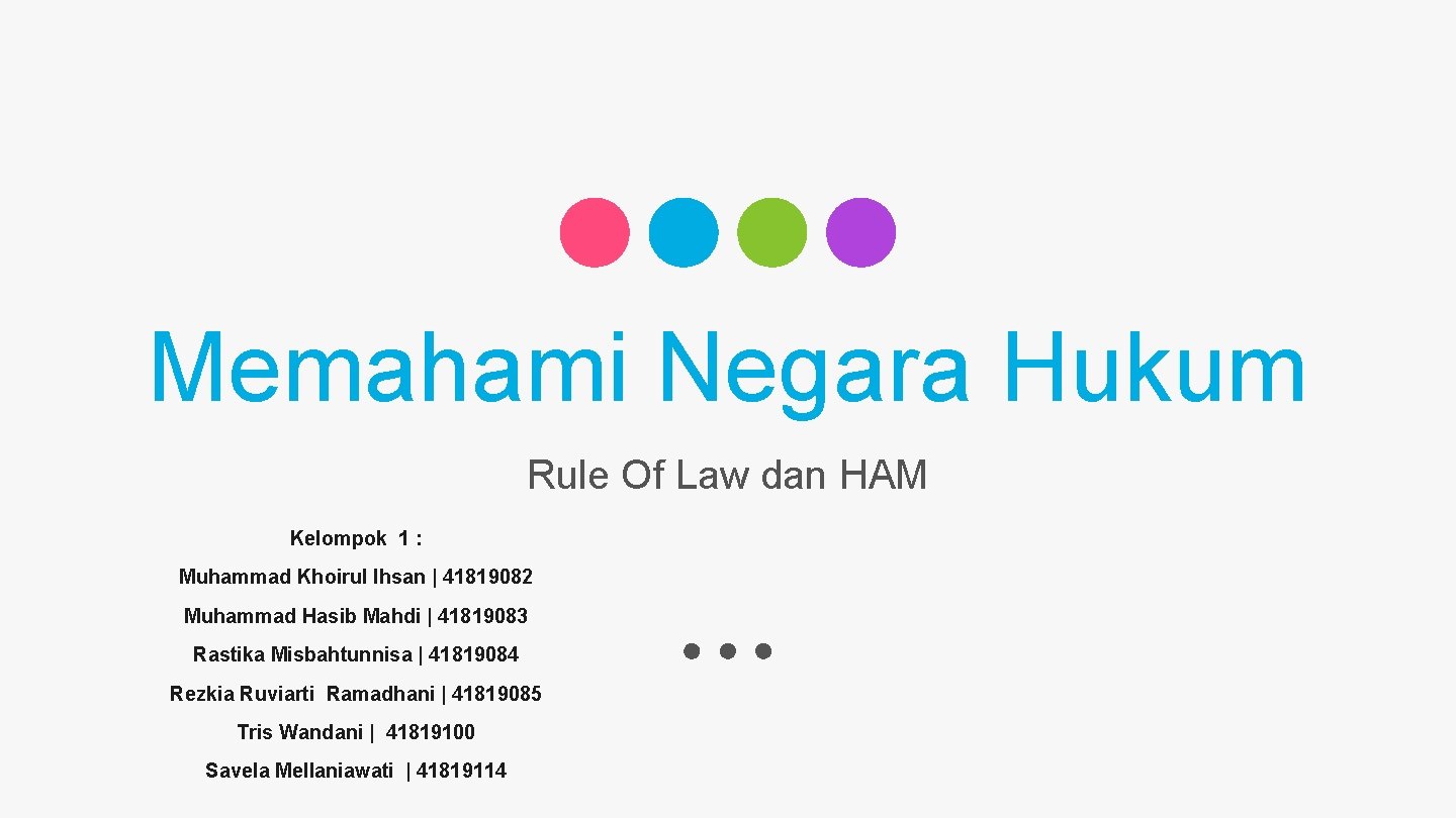 Memahami Negara Hukum Rule Of Law dan HAM Kelompok 1 : Muhammad Khoirul Ihsan