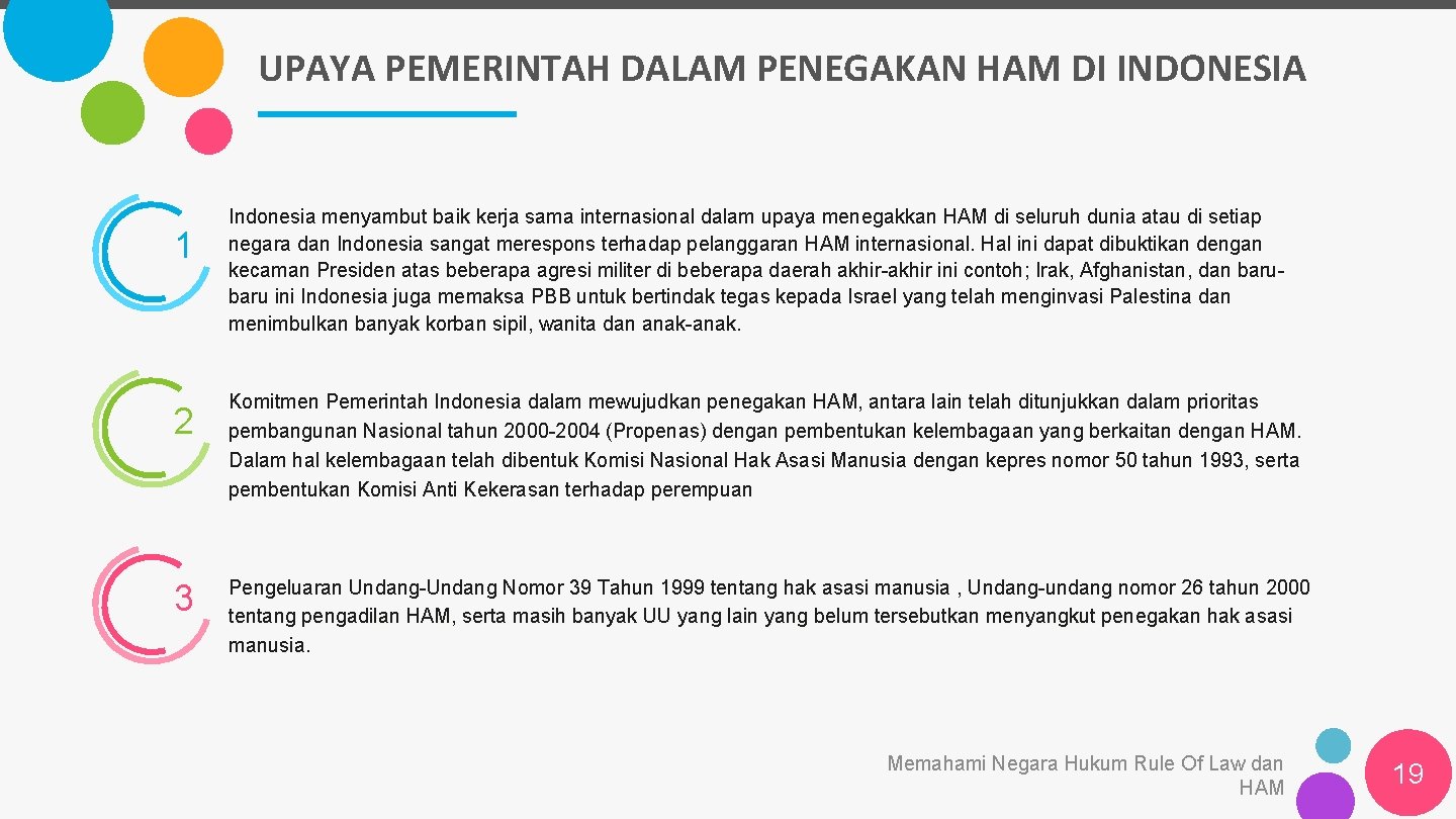 UPAYA PEMERINTAH DALAM PENEGAKAN HAM DI INDONESIA 1 2 3 Indonesia menyambut baik kerja