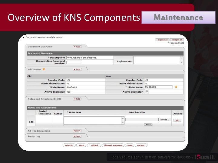 Overview of KNS Components Maintenance open source administration software for education 