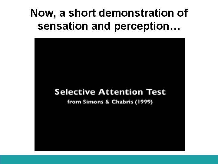 Now, a short demonstration of sensation and perception… 