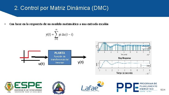 2. Control por Matriz Dinámica (DMC) • Con base en la respuesta de un