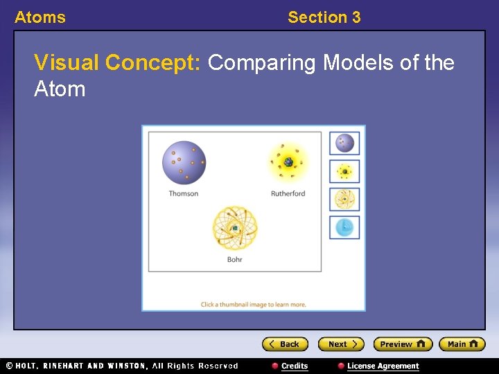 Atoms Section 3 Visual Concept: Comparing Models of the Atom 