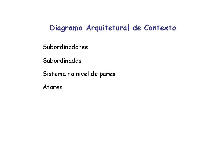 Diagrama Arquitetural de Contexto - Subordinadores - Subordinados - Sistema no nivel de pares