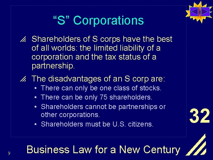 “S” Corporations p Shareholders of S corps have the best of all worlds: the