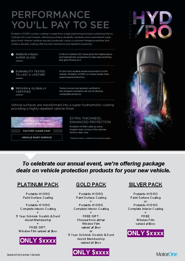 To celebrate our annual event, we’re offering package deals on vehicle protection products for