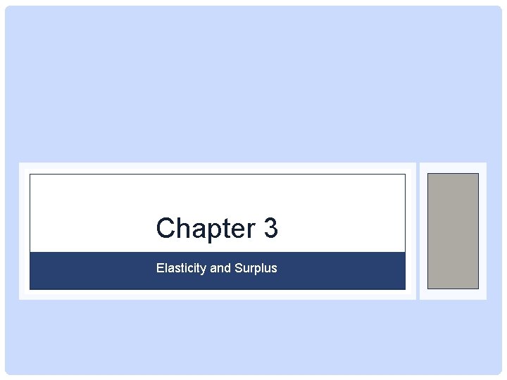 Chapter 3 Elasticity and Surplus You Are Here