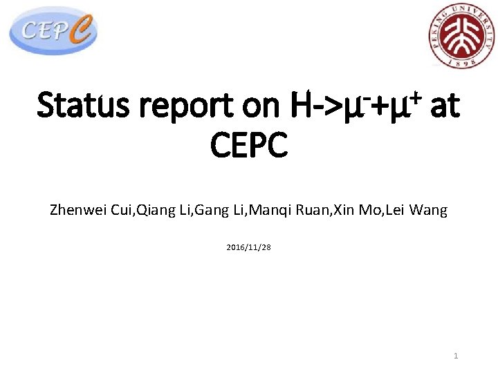 Status report on CEPC + H->μ +μ at Zhenwei Cui, Qiang Li, Gang Li,