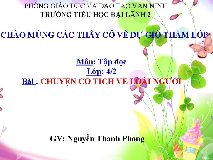 PHÒNG GIÁO DỤC VÀ ĐÀO TẠO VẠN NINH TRƯỜNG TIỂU HỌC ĐẠI LÃNH 2