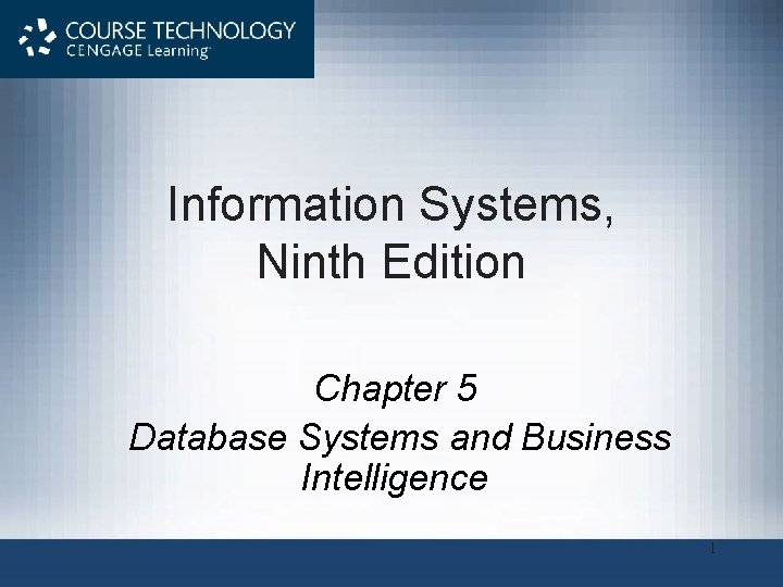 Information Systems, Ninth Edition Chapter 5 Database Systems and Business Intelligence 1 