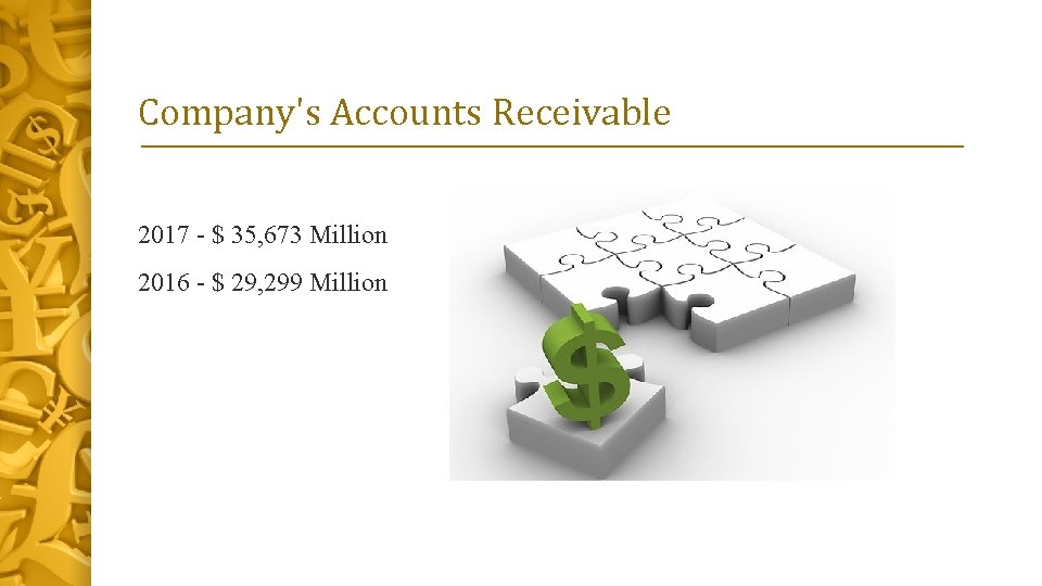 Company's Accounts Receivable 2017 - $ 35, 673 Million 2016 - $ 29, 299