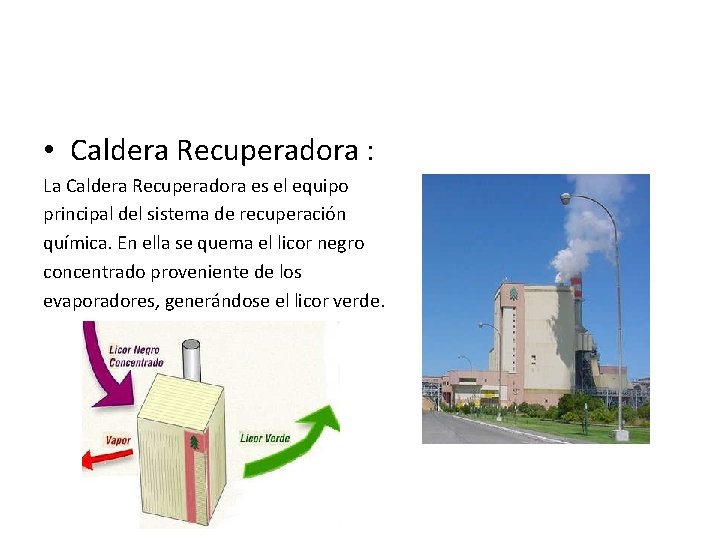  • Caldera Recuperadora : La Caldera Recuperadora es el equipo principal del sistema