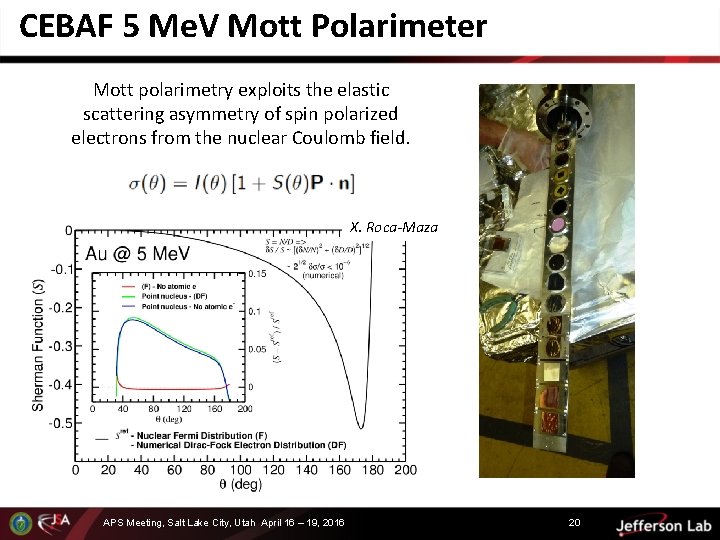 CEBAF 5 Me. V Mott Polarimeter Mott polarimetry exploits the elastic scattering asymmetry of