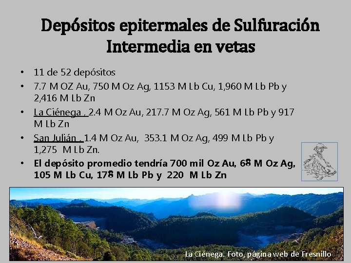 Depósitos epitermales de Sulfuración Intermedia en vetas • 11 de 52 depósitos • 7.