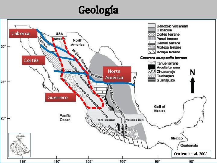 Geología Caborca Cortés Norte América Guerrero Centeno et al, 2008 