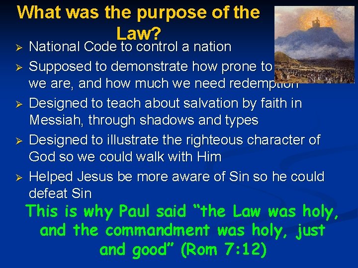 What was the purpose of the Law? Ø Ø Ø National Code to control