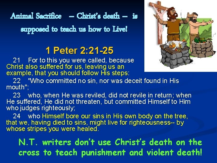 Animal Sacrifice – Christ’s death – is supposed to teach us how to Live!