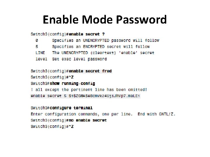 Enable Mode Password 