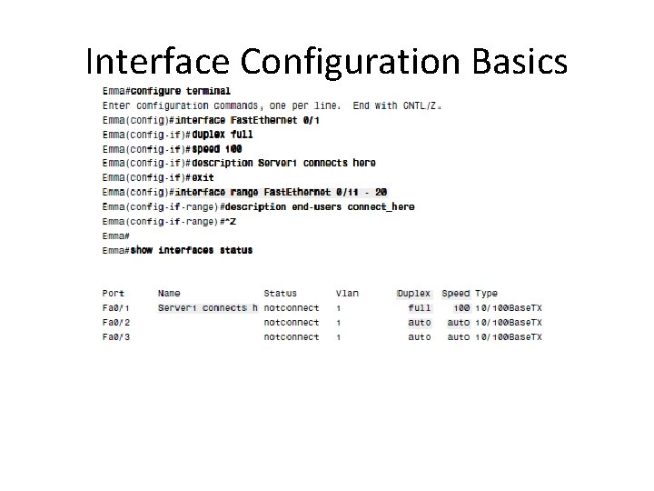 Interface Configuration Basics 